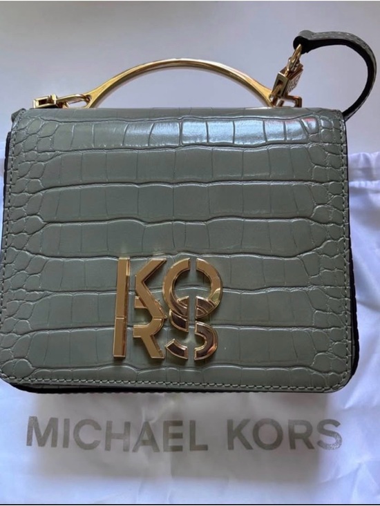 Michael Kors Handbags - Michael Kors Olive Green Croc-Embossed Top Handle Satchel with Gold Hardware
